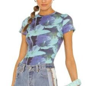 Miaou Tie Dye Abstract Baby Tee Purple and Blue Top